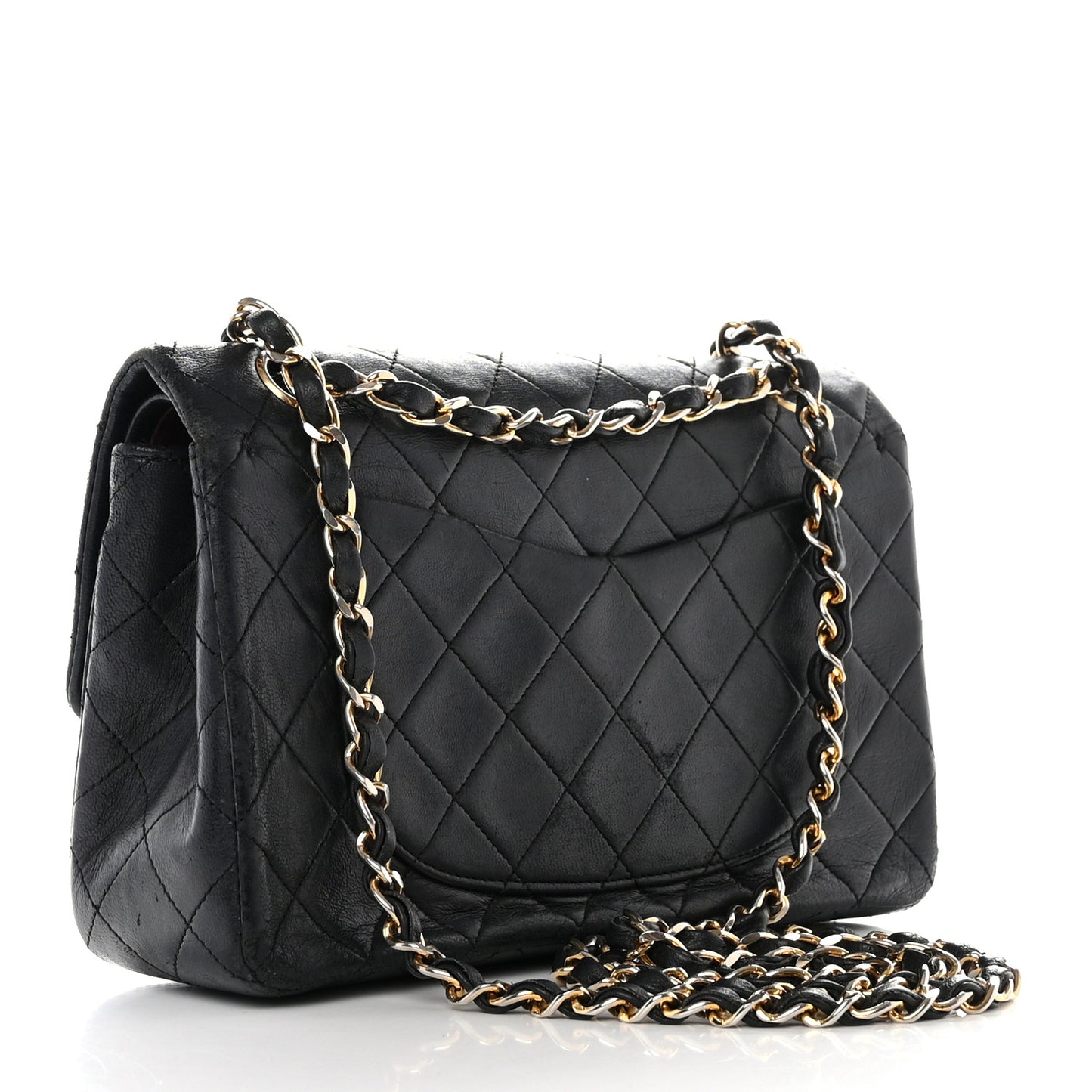 Lambskin Quilted Medium Double Flap Black