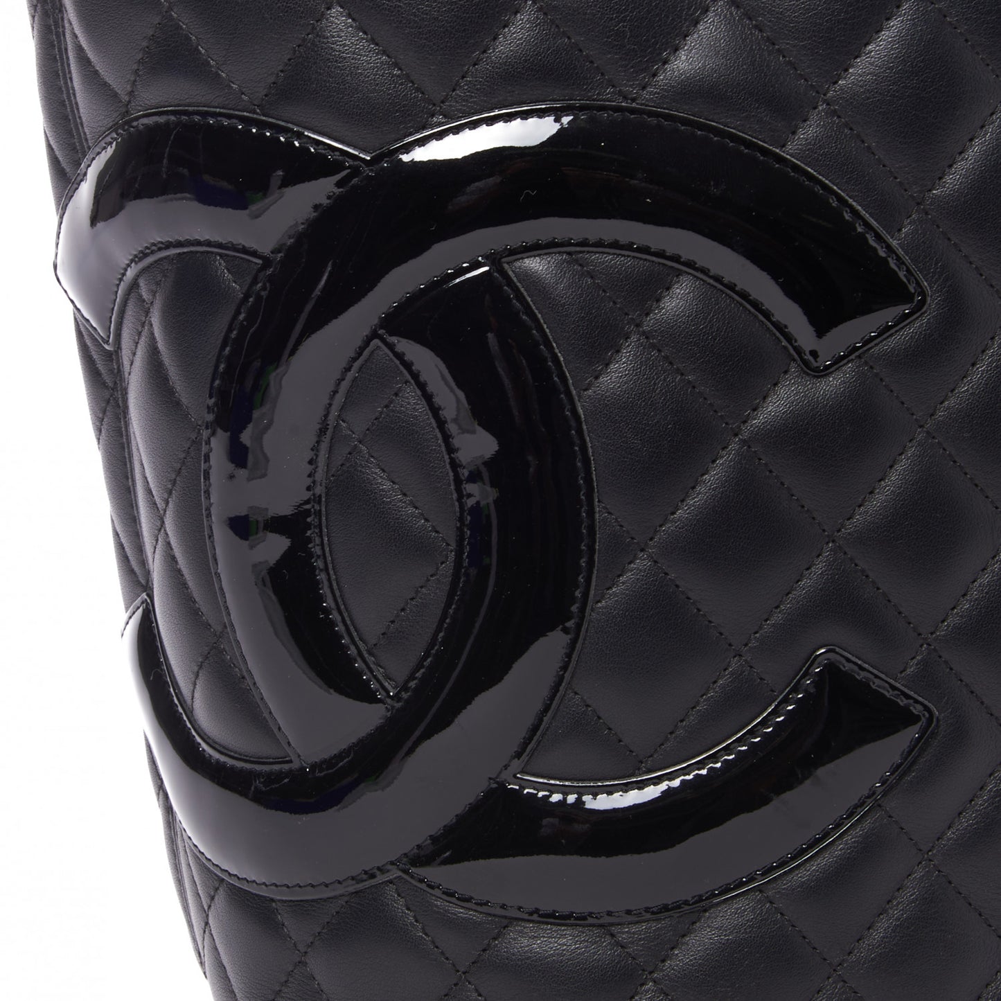 Calfskin Quilted Large Cambon Tote Black