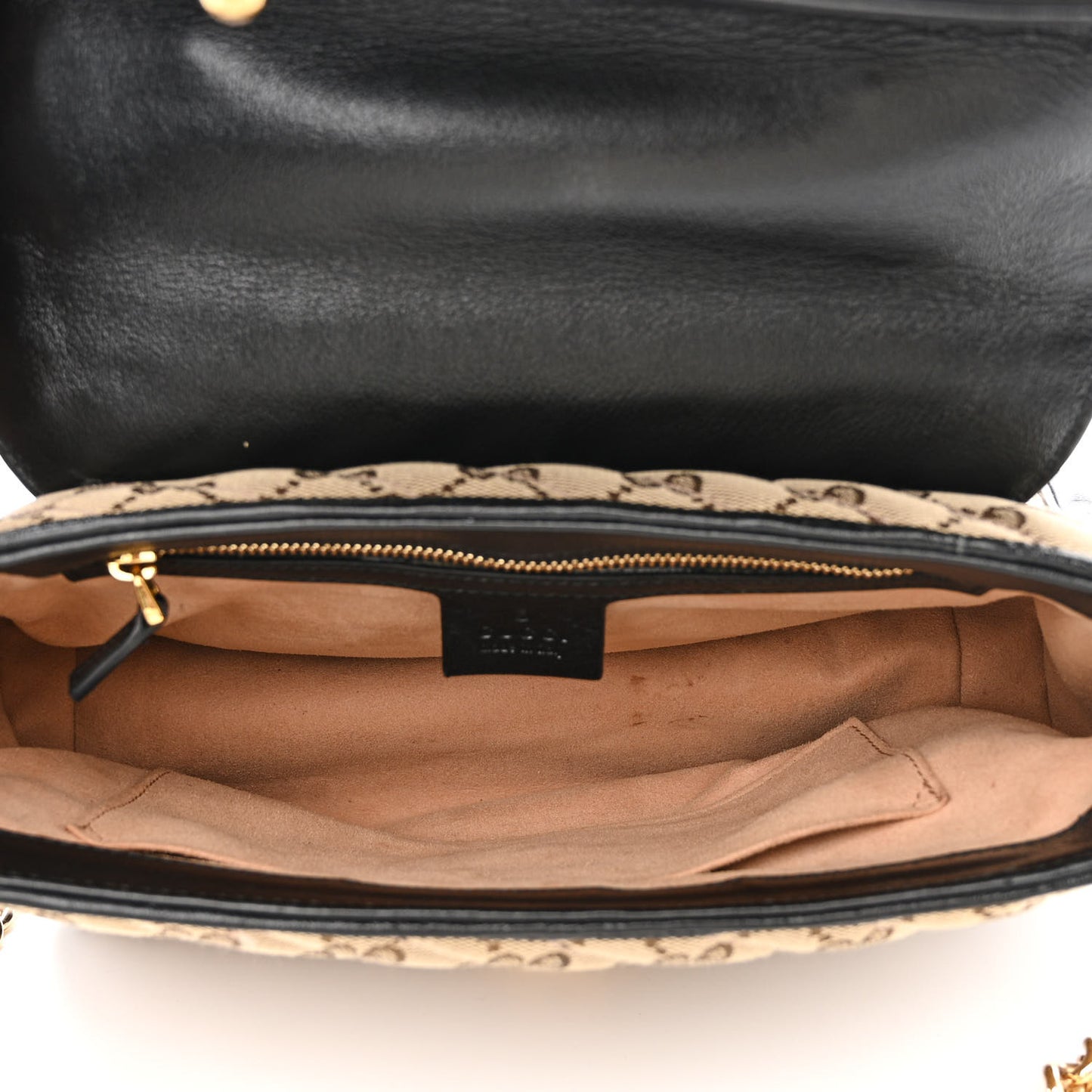 Monogram Azalea Calfskin Matelasse Diagonal Small GG Marmont Top Handle Shoulder Bag Beige Ebony Black