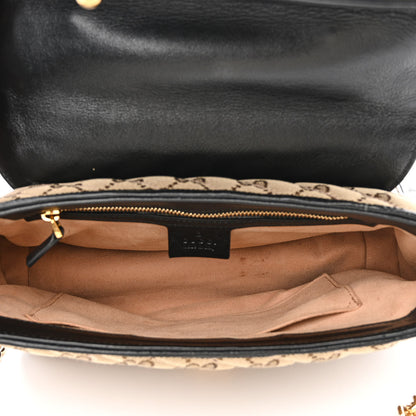 Gucci Monogram Azalea Calfskin Matelasse Diagonal Small GG Marmont Top Handle Shoulder Bag Beige Ebony Black 5 of 12