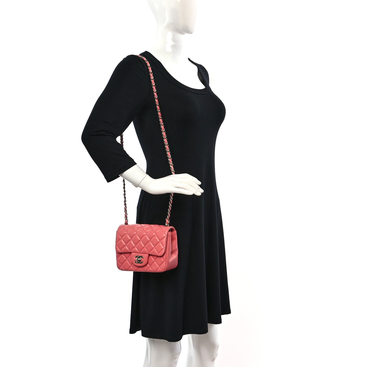 Lambskin Quilted Mini Square Flap Pink