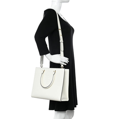 Prada Saffiano Lux Logo Embossed Large Shoulder Tote Handbag White 2 of 10