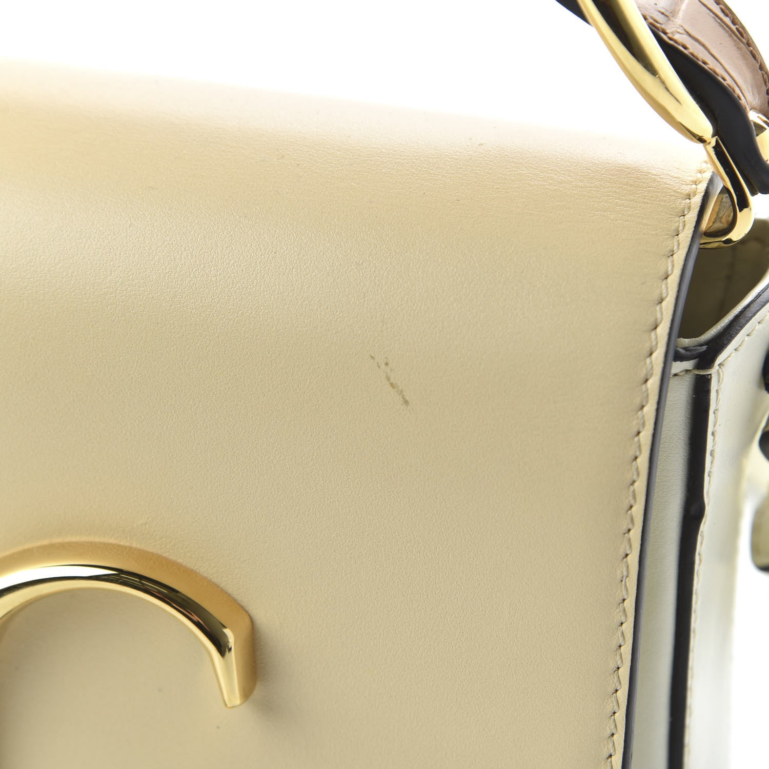Chloe Calfskin Crocodile Embossed Mini C Double Carry Blondie Beige Autumnal Brown 10 of 10