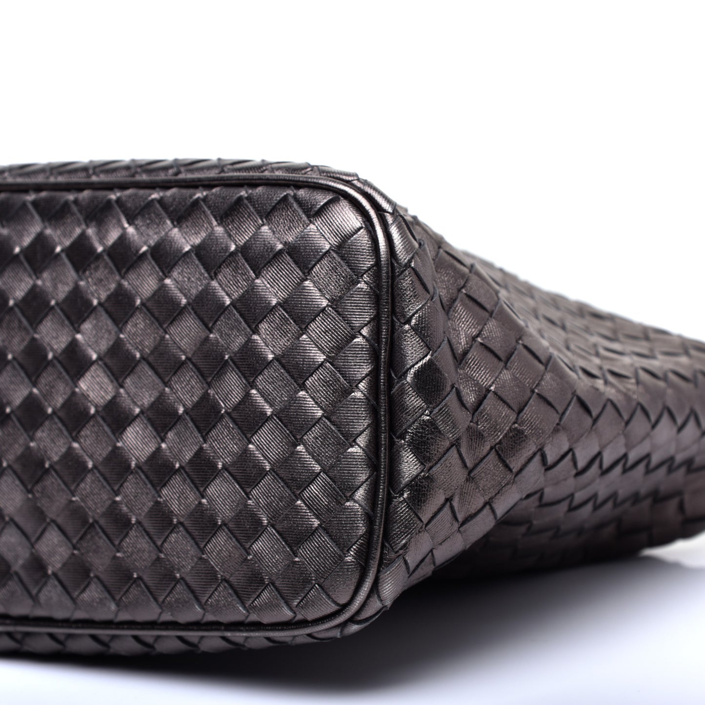 Metallic Nappa Intrecciato Small Shoulder Bag Steel