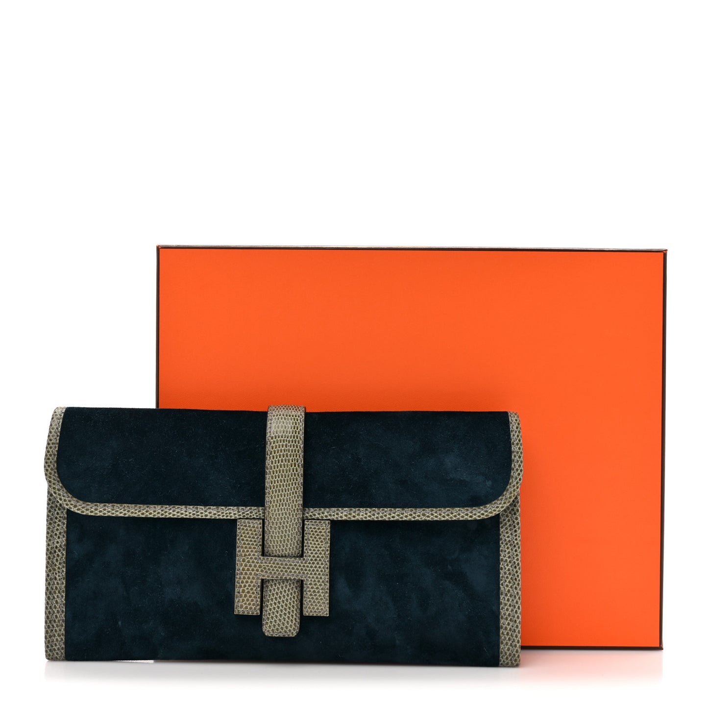 Veau Doblis Lizard Jige Elan 29 Clutch Bleu Ocean