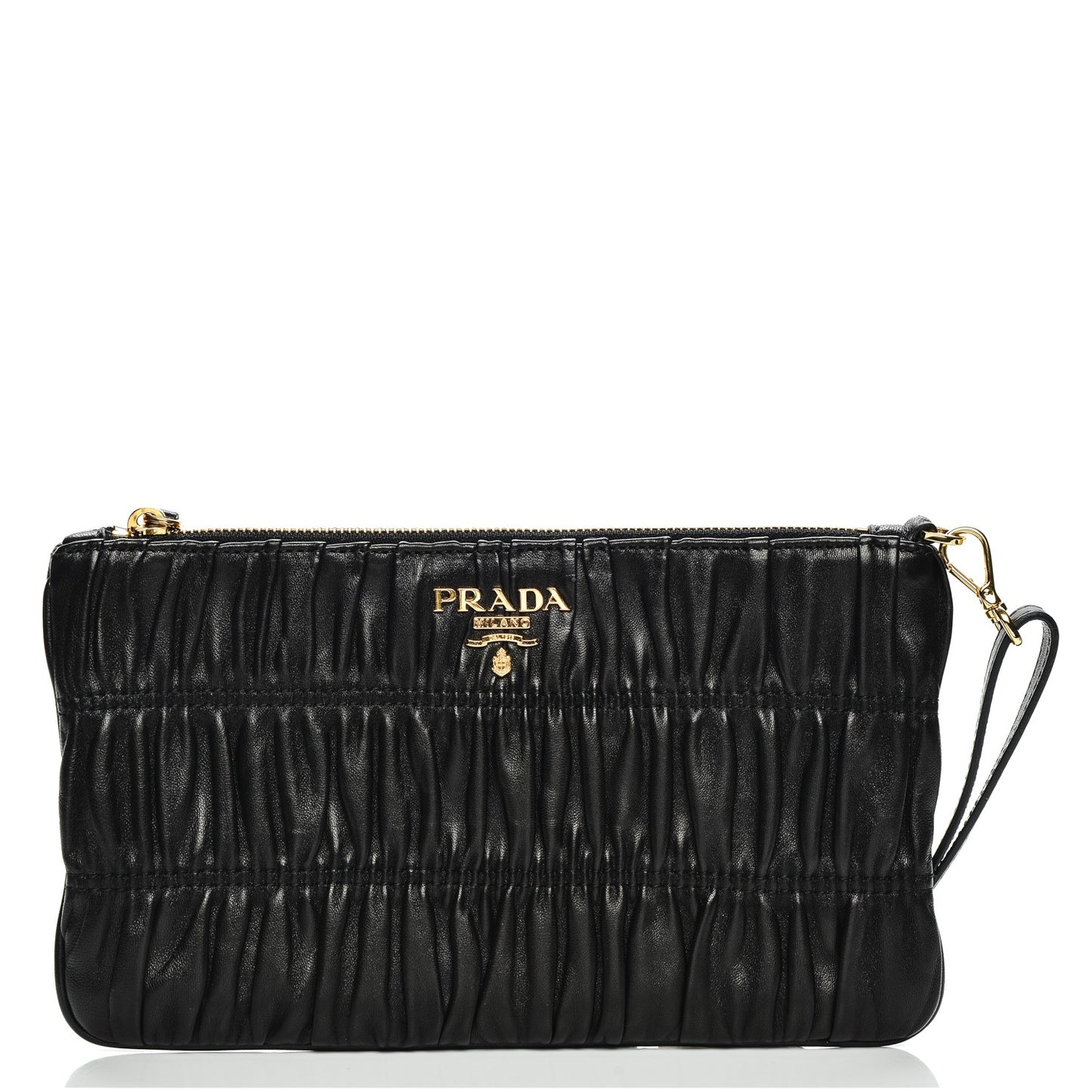 Nappa Gaufre Zip Wristlet Nero Black