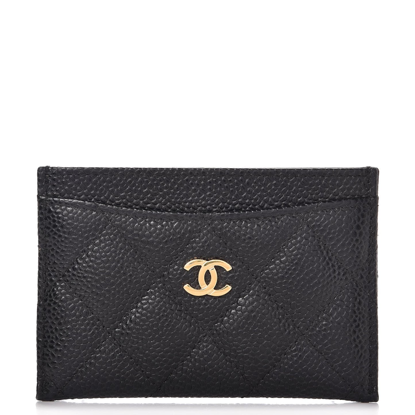 Caviar Quilted Card Holder Black