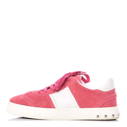 Valentino Garavani Suede Womens Flycrew Sneakers 35 Shadow Pink Optic White 1 of 13