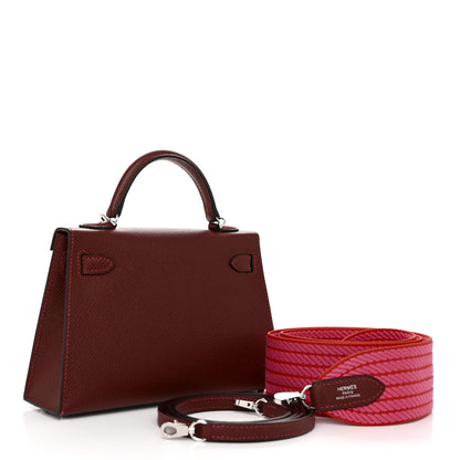 Hermes Epsom Mini Kelly Sellier 20 Sangle Cordage Rouge H Orange Field Rose Tyrien 3 of 13