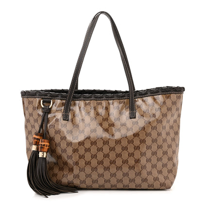 Gucci Crystal Monogram Medium Peggy Bamboo Tassel Braided Tote 1 of 11