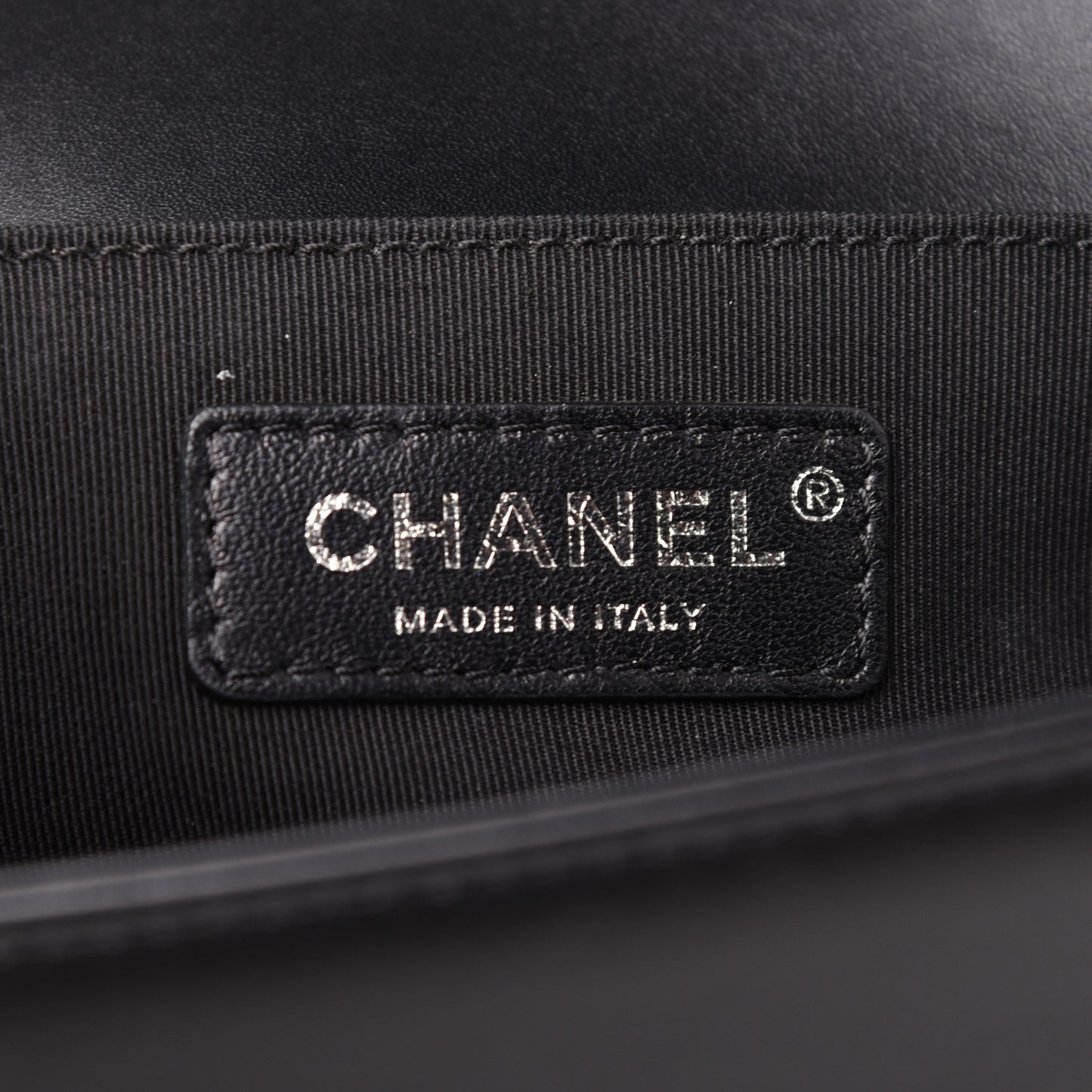Calfskin Painted Chevron Embossed Medium Boy Flap Black