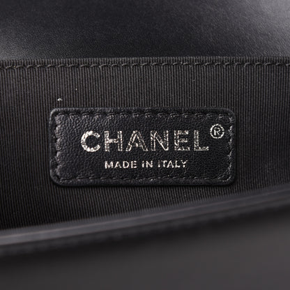 Chanel Calfskin Painted Chevron Embossed Medium Boy Flap Black 8 of 24