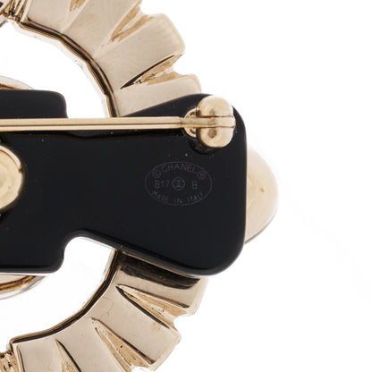 Chanel Baguette Crystal Resin CC Brooch Gold Beige 4 of 4