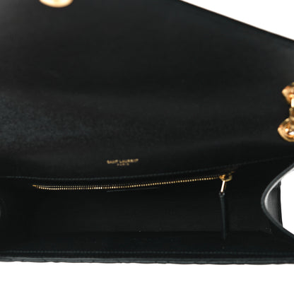 Saint Laurent Grain De Poudre Textured Mixed Matelasse Large Triquilt Monogram Satchel Black 5 of 10