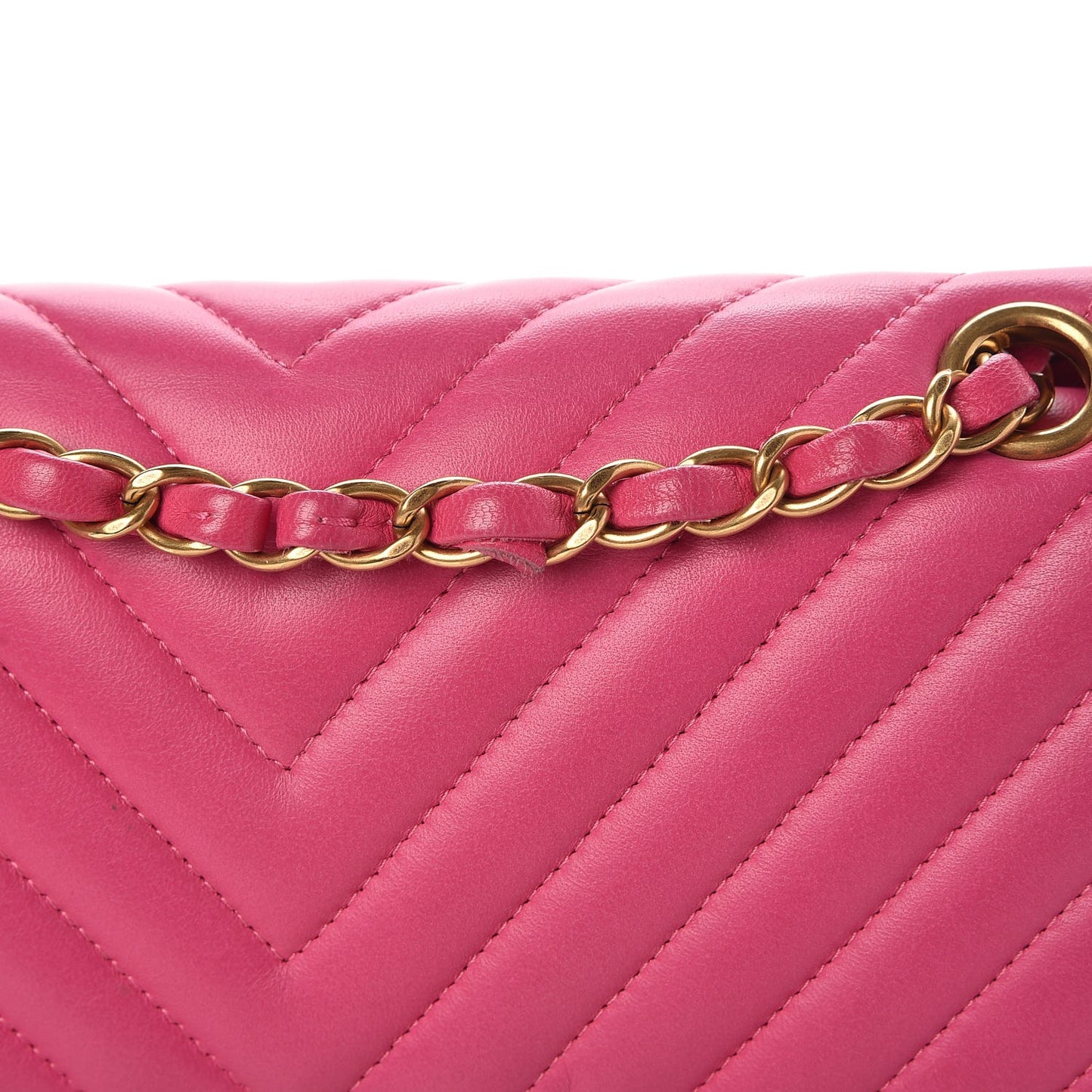 Lambskin Chevron Quilted Medium Double Flap Pink