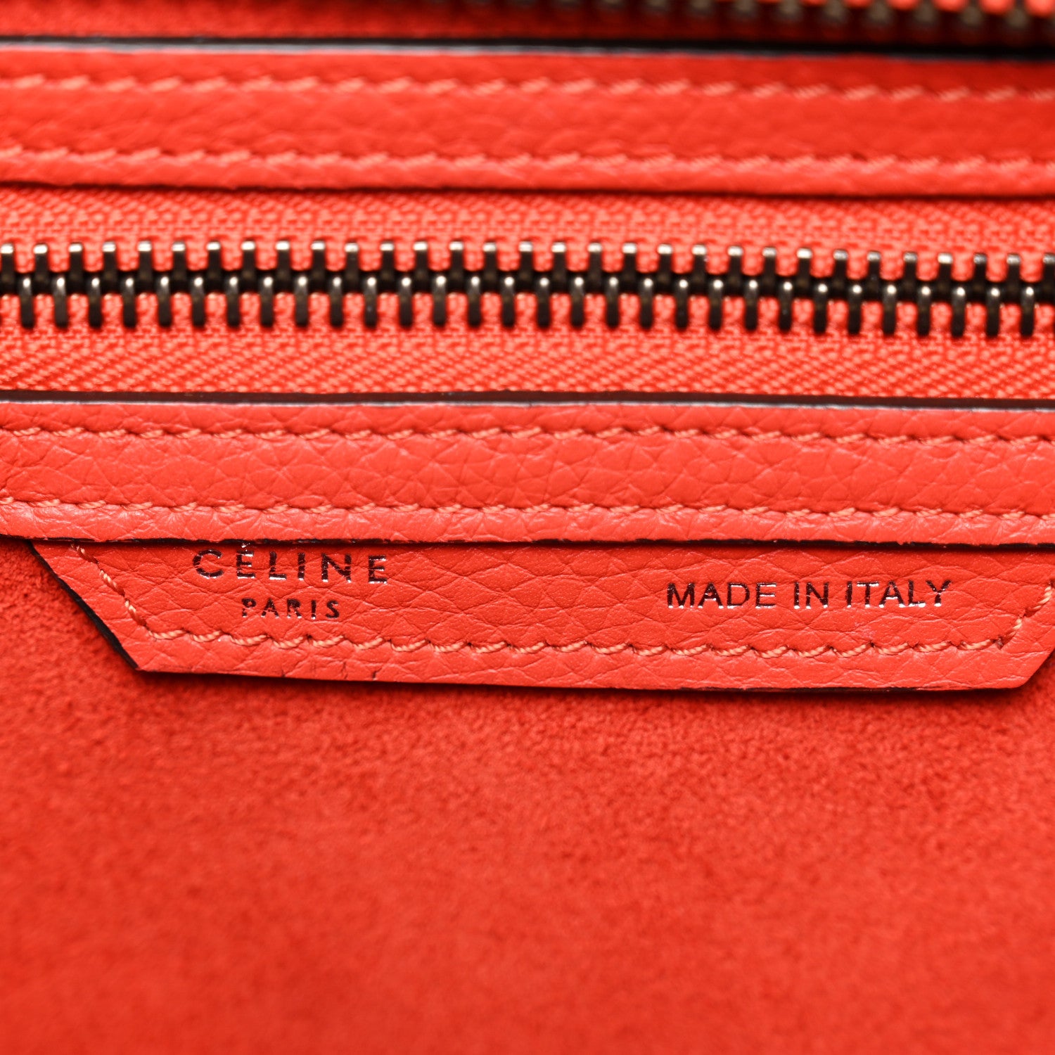 Celine Drummed Calfskin Micro Luggage Vermillion 1877294