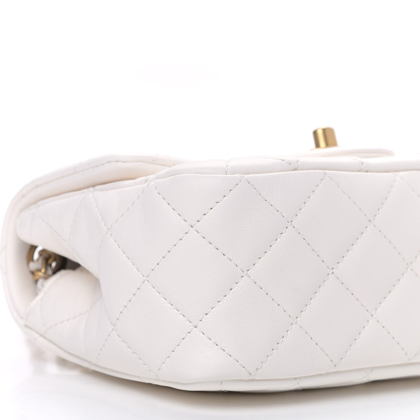 Lambskin Quilted Mini Pearl Crush Flap White