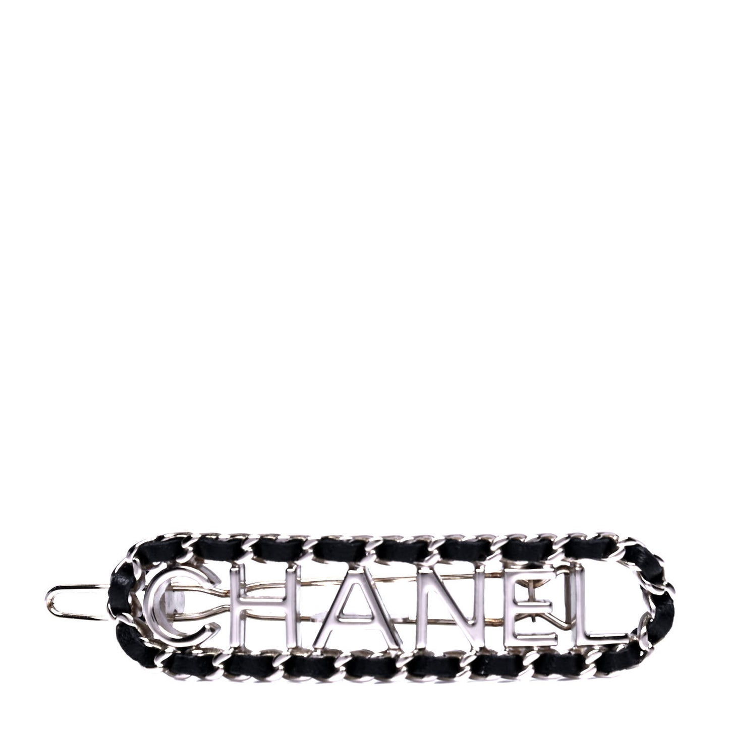 Metal Lambskin Vintage Allure Logo Hair Clip Black Gold