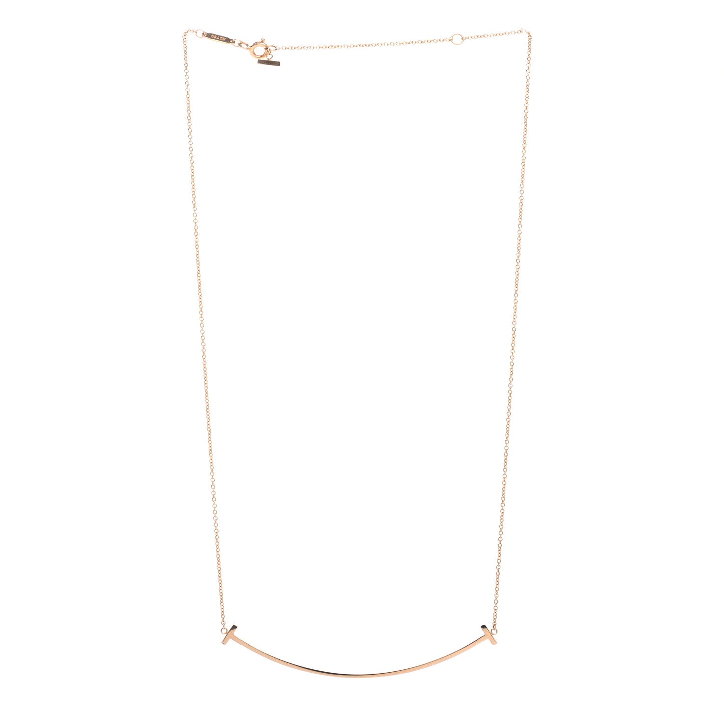 18K Rose Gold Large T Smile Pendant Necklace