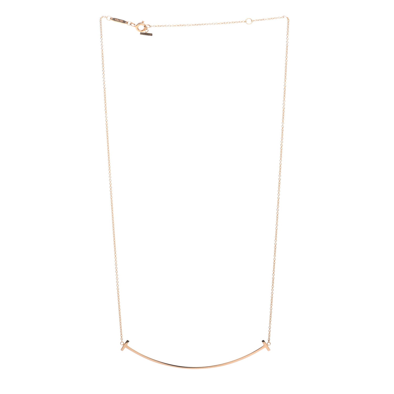 Tiffany 18K Rose Gold Large T Smile Pendant Necklace 3 of 5
