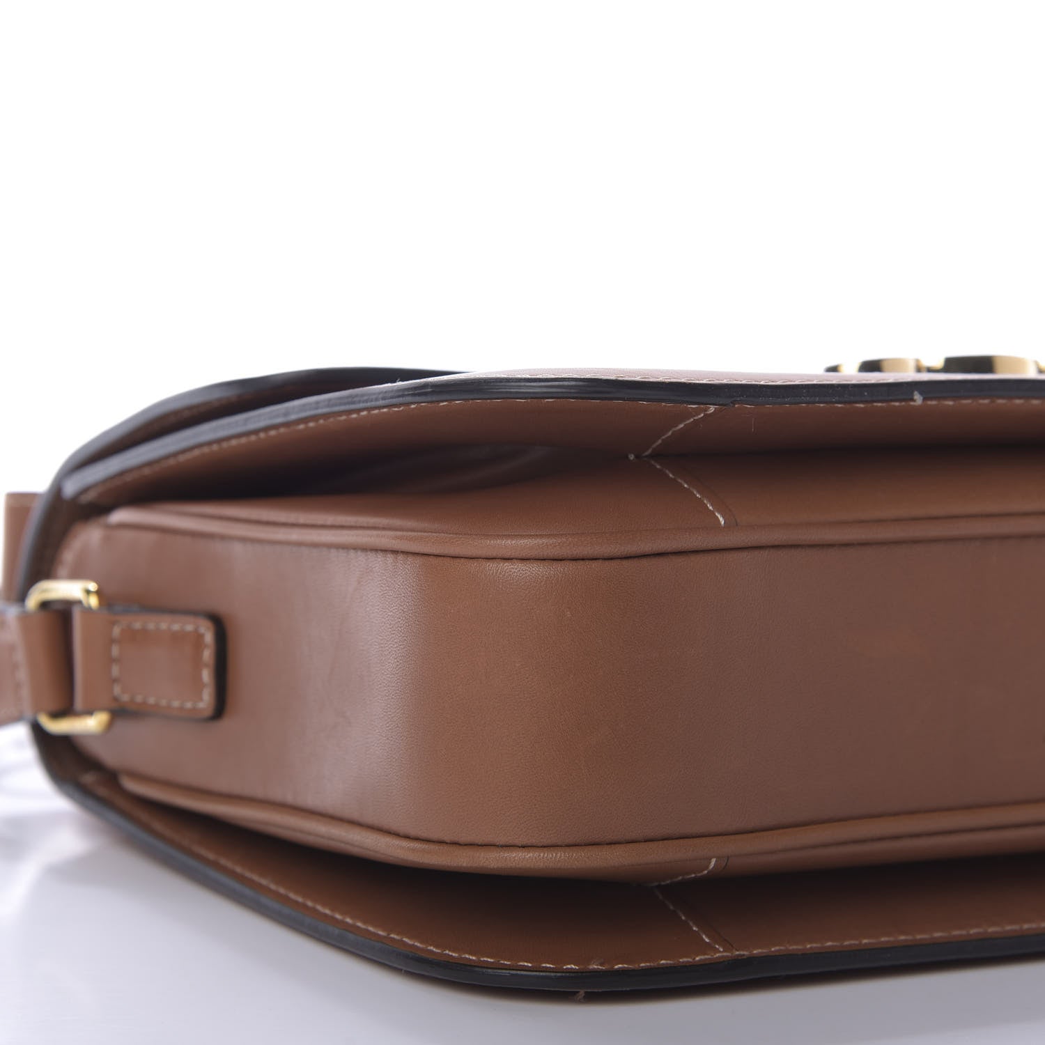 Celine Natural Calfskin Chaine Triomphe Jacquard Canvas Medium Triomphe Bag Navy Tan 6 of 9