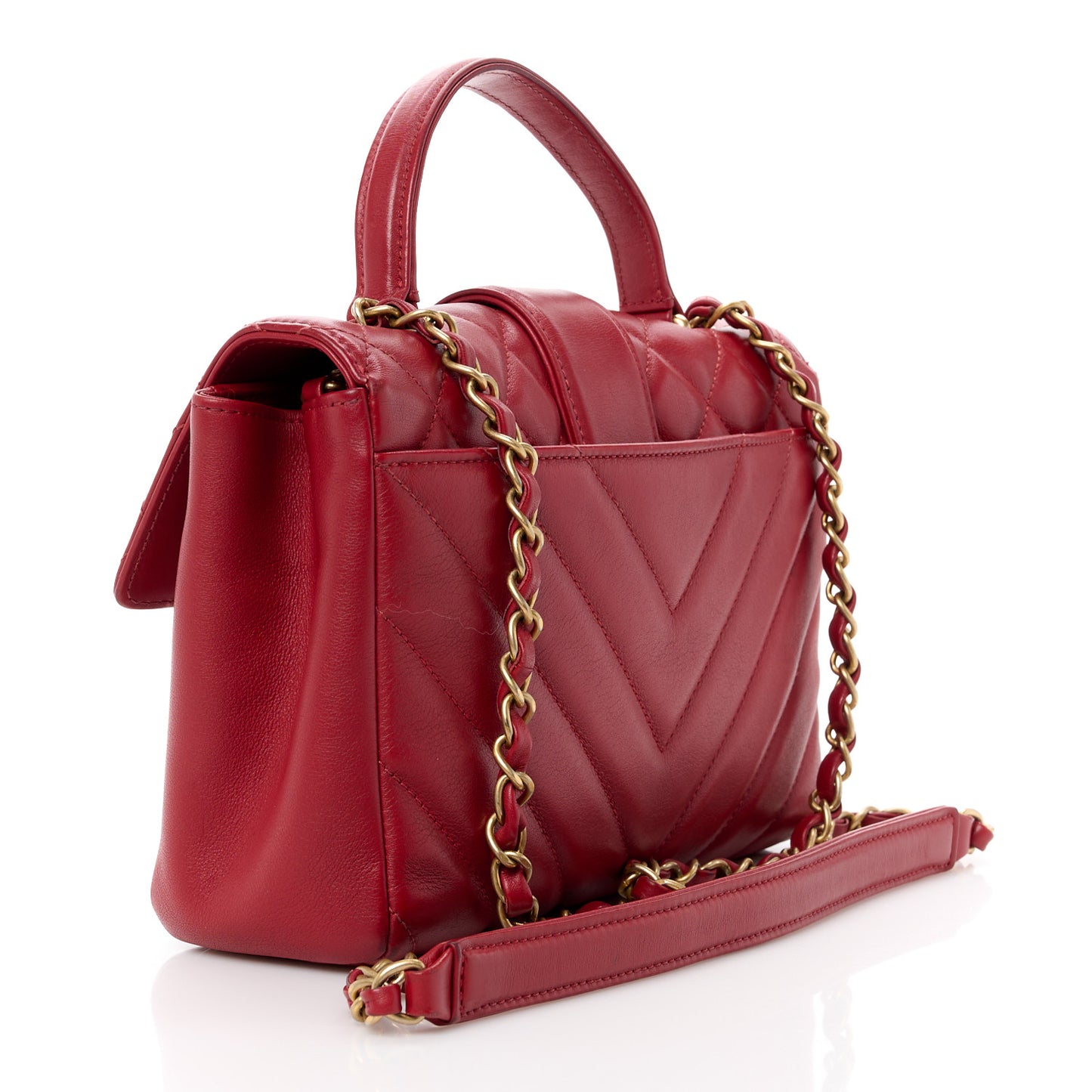 Calfskin Quilted Chevron In The City Bag Red