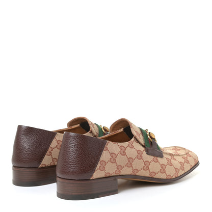 Gucci GG Monogram Goatskin Web Mens Horsebit Loafers 9 Beige Ruggine Light Brown 3 of 5
