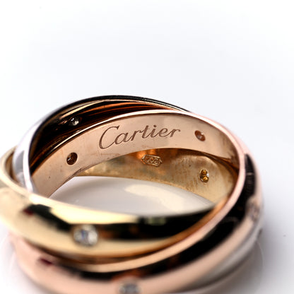 Cartier 18K Pink Yellow White Gold Diamond Trinity Ring 47 4 3 of 7