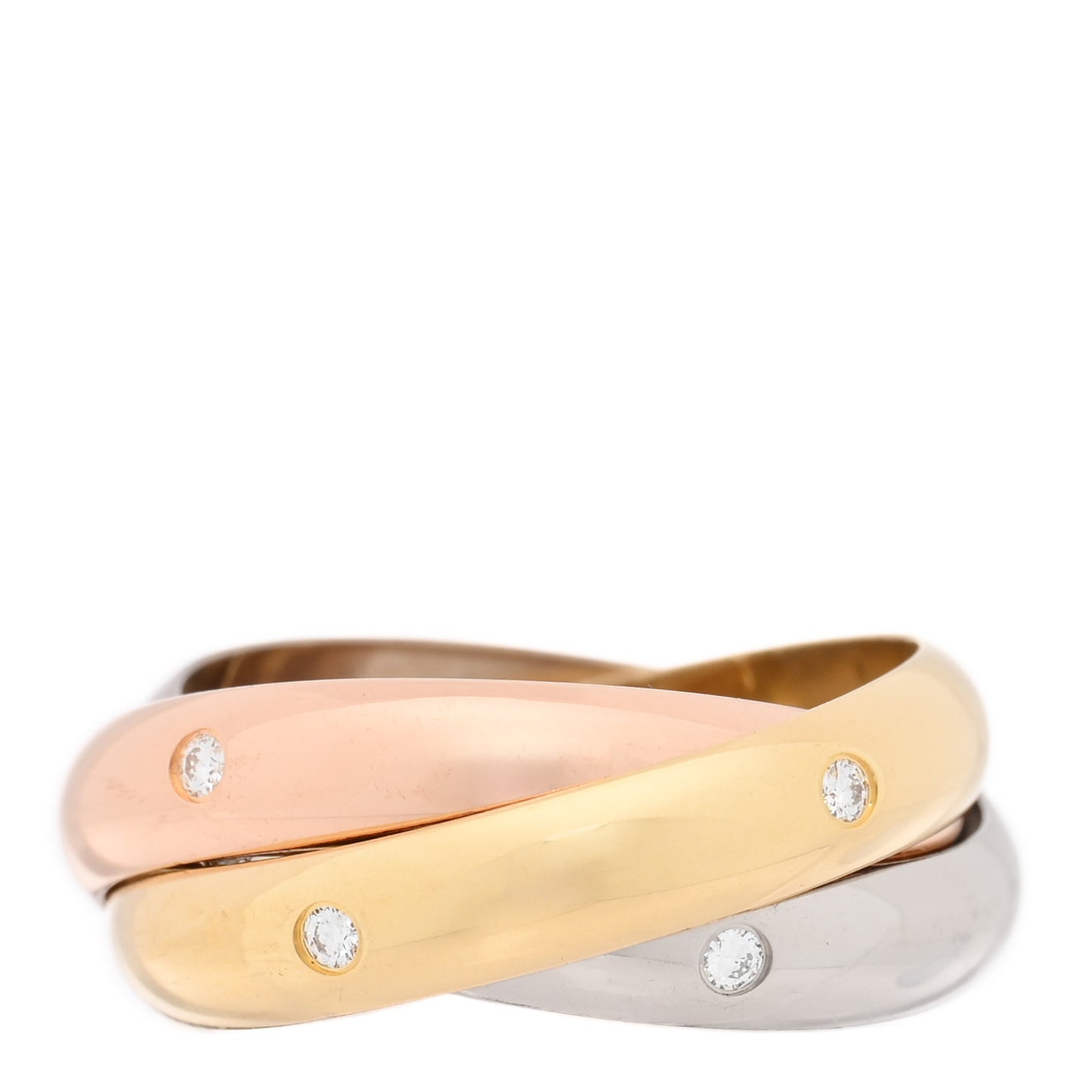 18K Pink Yellow White Gold Diamond Medium Trinity Ring 53 6.25