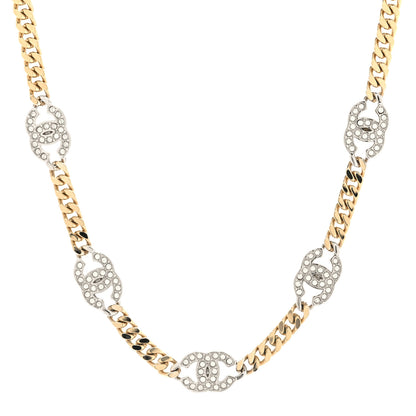 Chanel Crystal Chain CC Link Choker Gold Silver 1 of 5