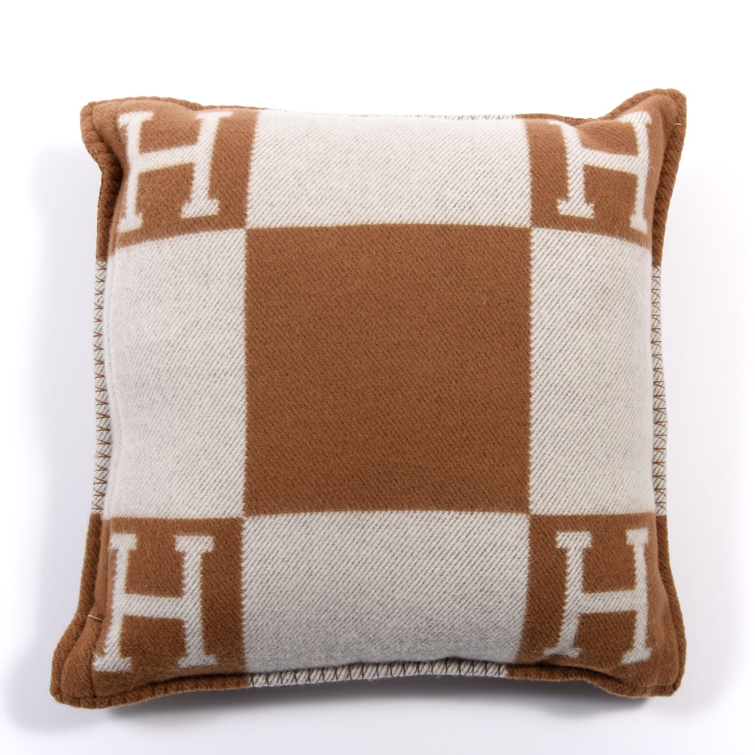 Hermes Wool Cashmere Avalon Pillow PM Ecru Camel 2 of 3