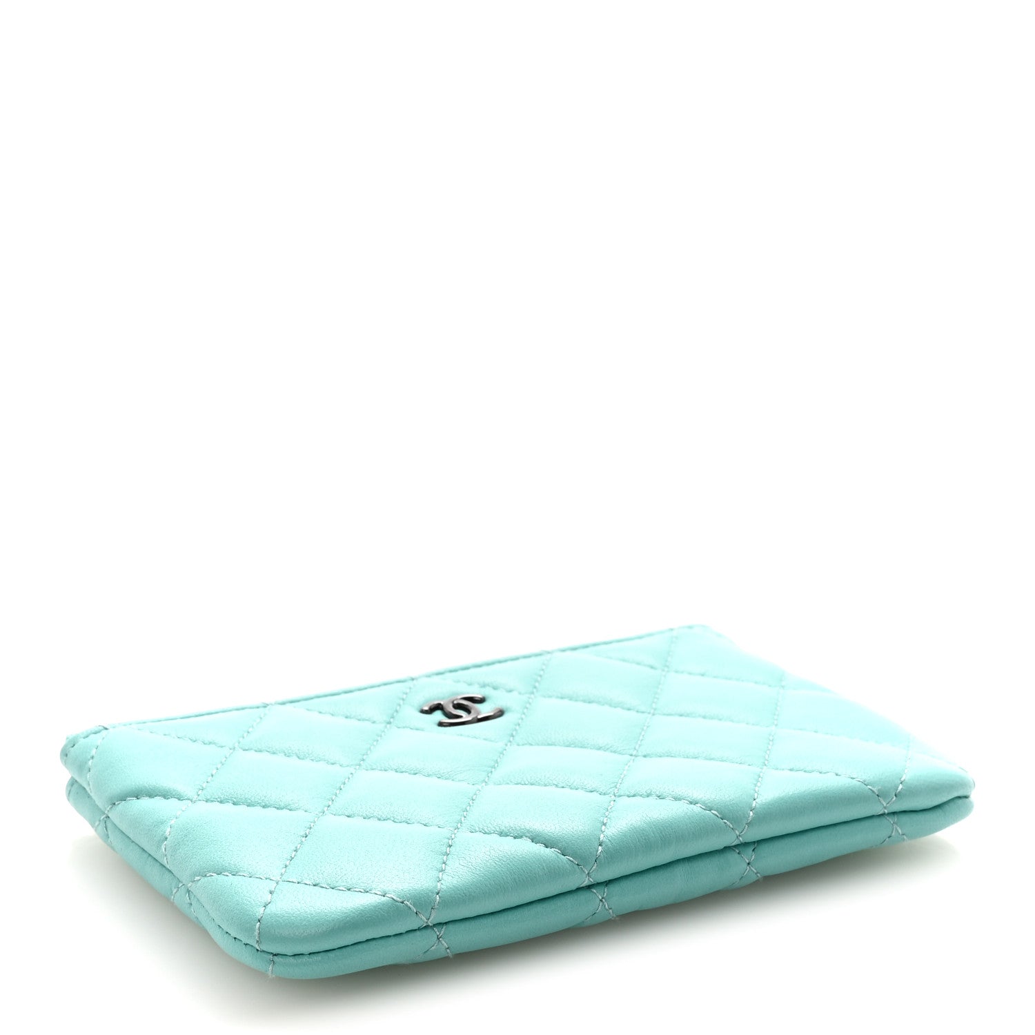 Chanel Lambskin Quilted Small Cosmetic Case Turquoise 4 of 8
