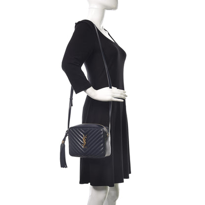 Saint Laurent Calfskin Matelasse Monogram Lou Camera Bag Navy 2 of 9