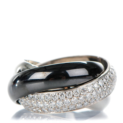 Cartier 18K White Gold Diamond Ceramic Large Trinity Ring 52 6.25 1 of 6