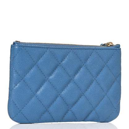 Chanel Caviar Quilted Small Cosmetic Case Blue 3 of 9