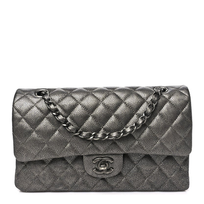 Chanel Metallic Caviar Quilted Medium Double Flap Dark Grey 1 of 10
