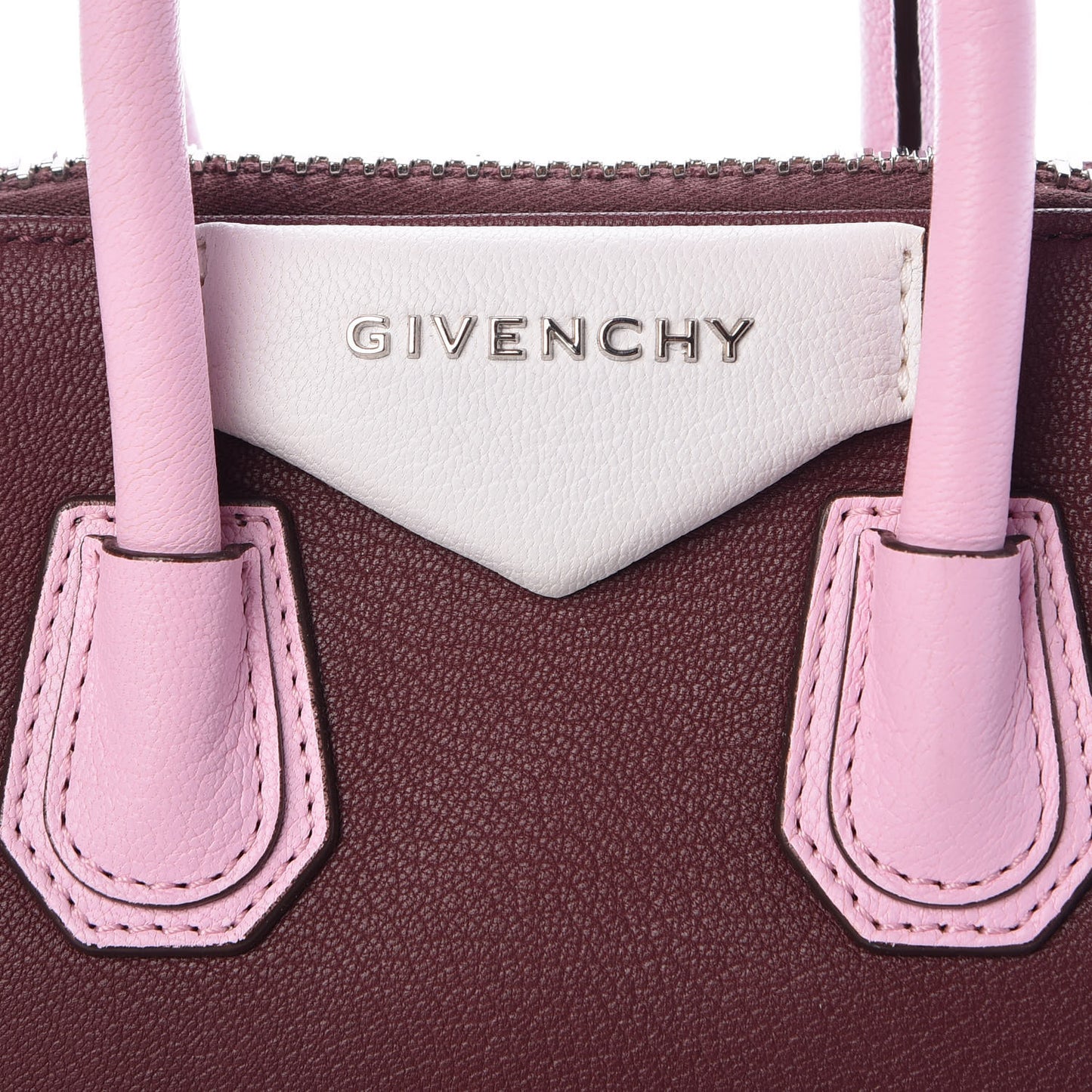 Sugar Goatskin Mini Tri-Color Antigona Burgundy Pink White
