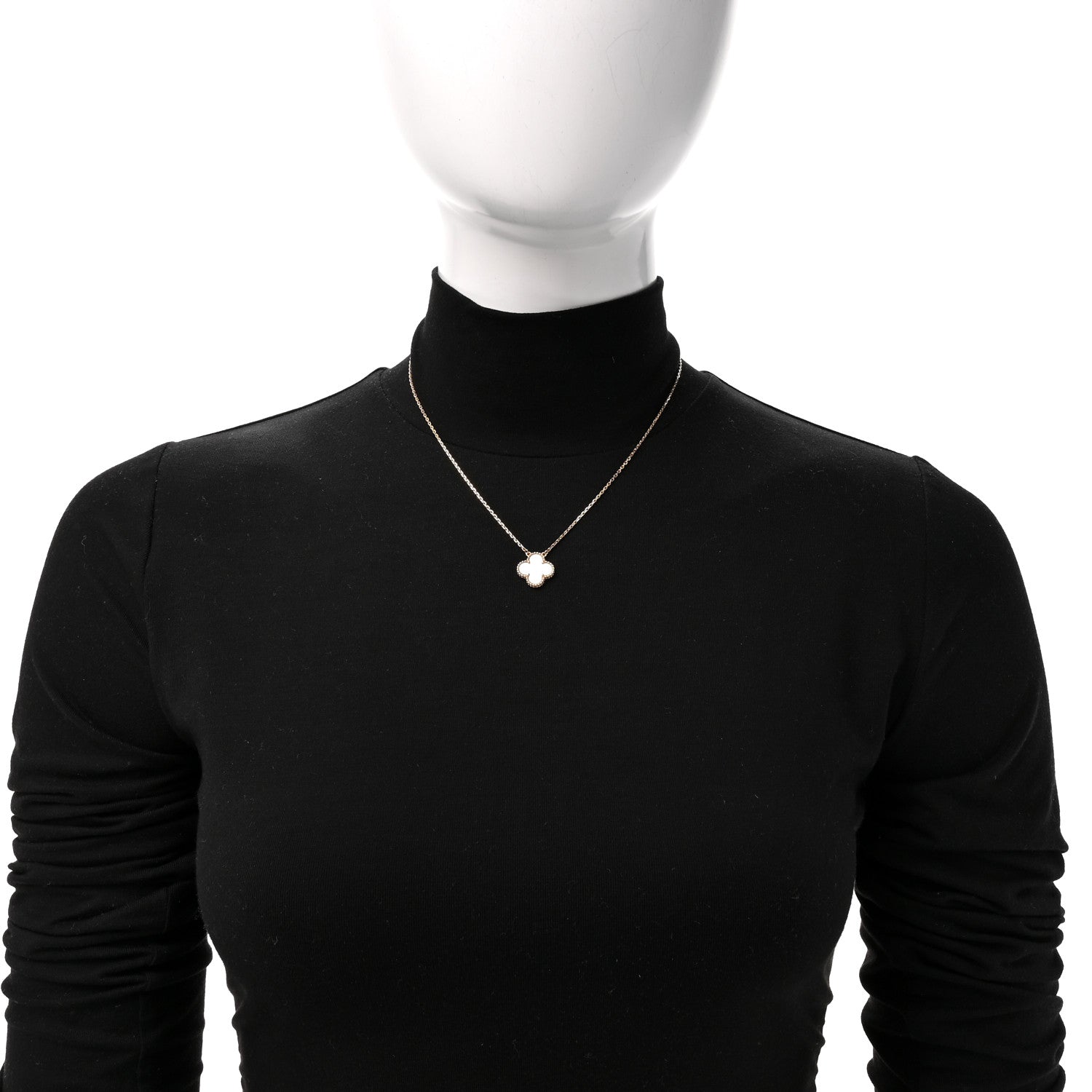 Van Cleef & Arpels 18K Yellow Gold Mother of Pearl Vintage Alhambra Pendant Necklace 2 of 7
