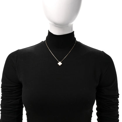 Van Cleef & Arpels 18K Yellow Gold Mother of Pearl Vintage Alhambra Pendant Necklace 2 of 7