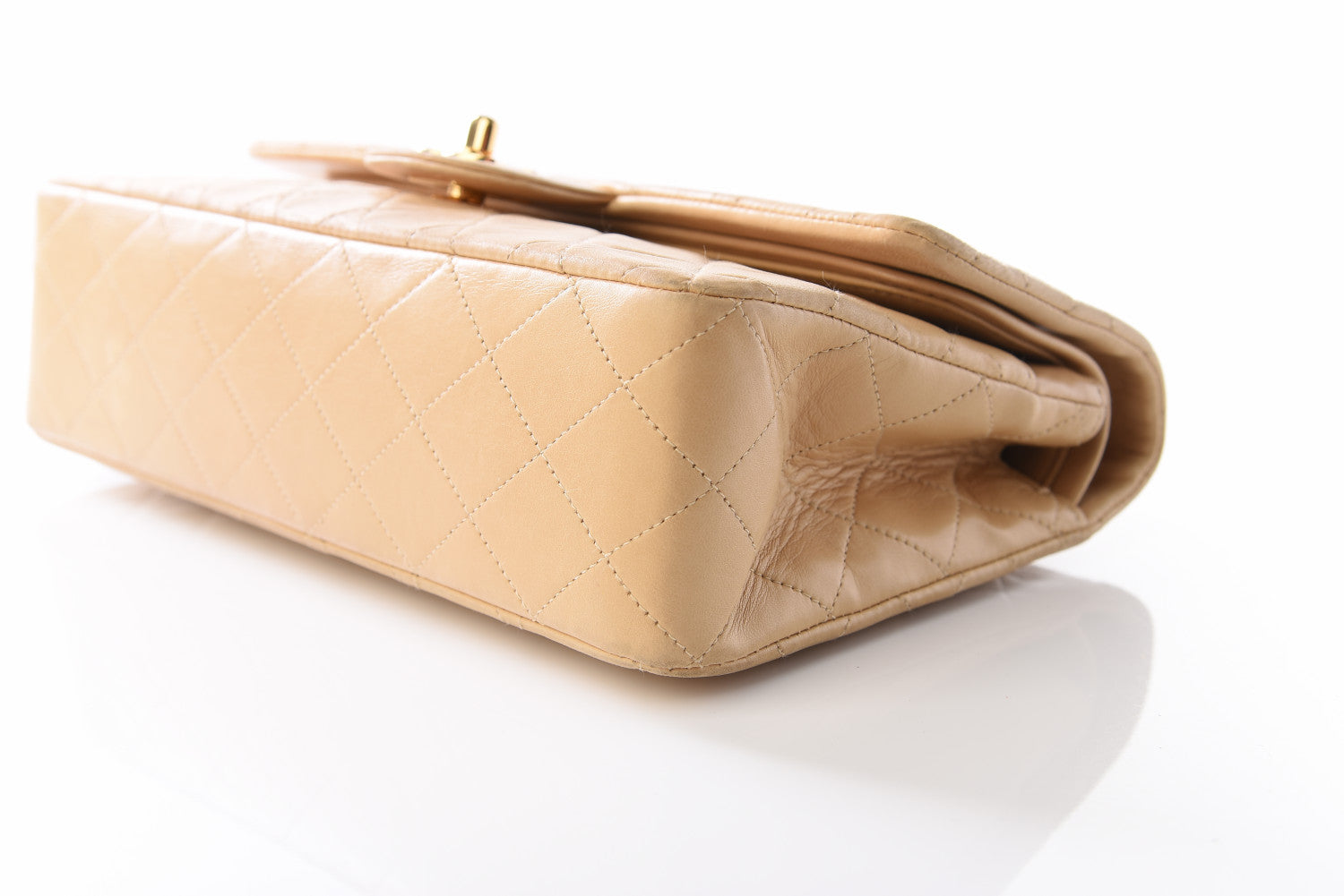 Chanel Lambskin Quilted Medium Double Flap Beige 15 of 18