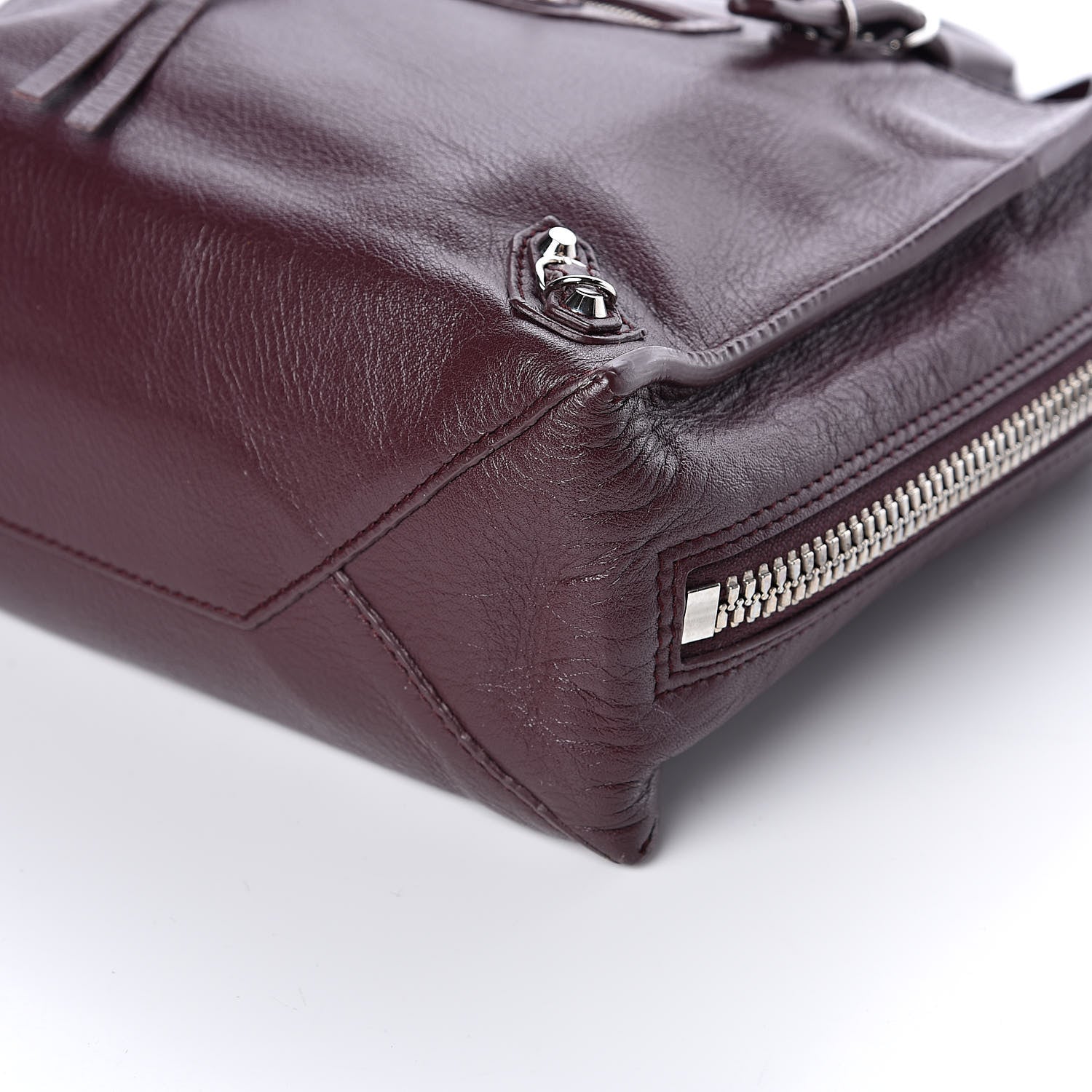 Balenciaga Calfskin Papier Mini A4 Zip Around Tote Rouge Aubergine 11 of 12