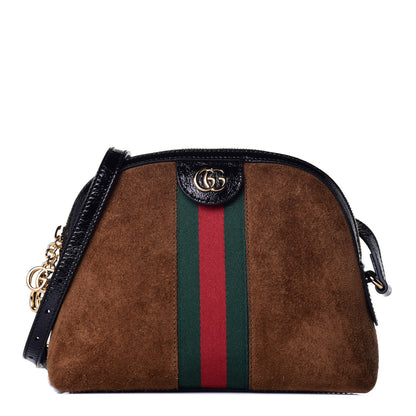 Gucci Suede Patent Web Small Ophidia Dome Shoulder Bag Nocciola Black 1 of 8