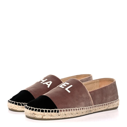 Chanel Velvet Logo Espadrilles 40 Beige Black 3 of 13