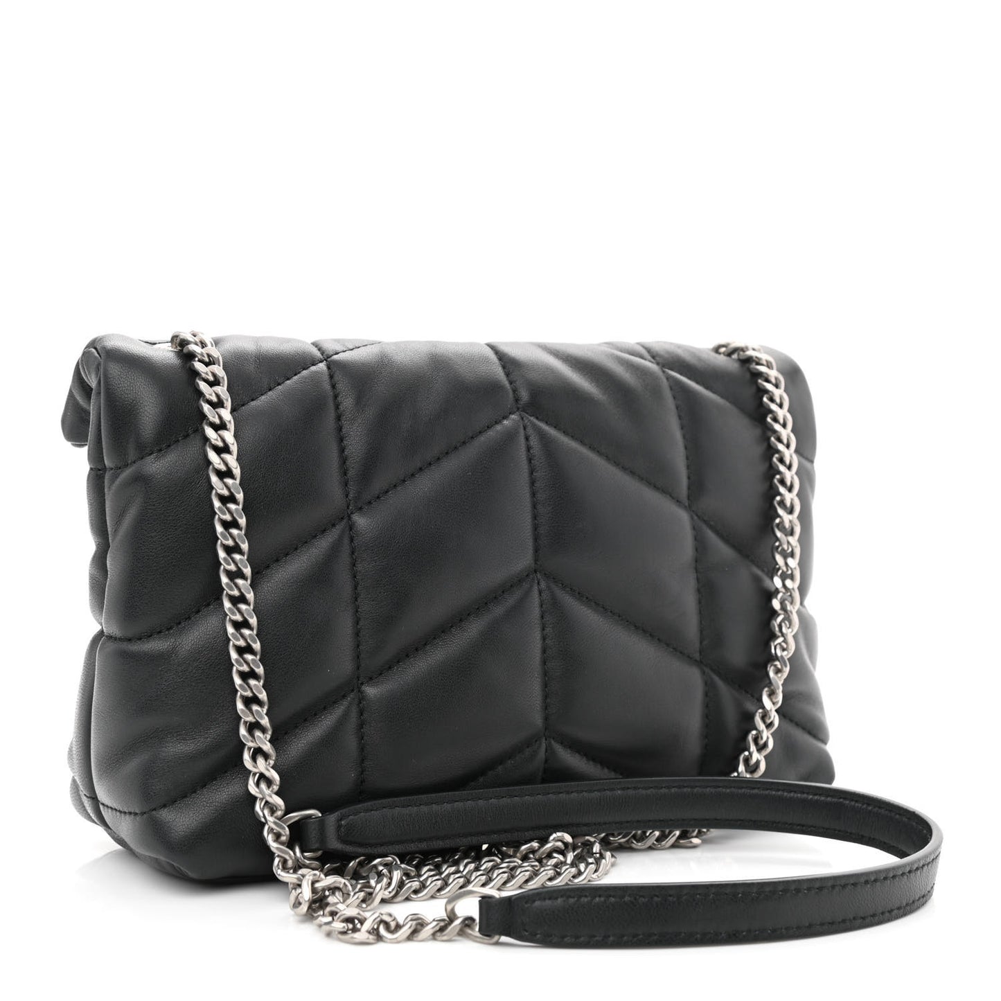 Lambskin Quilted Toy Loulou Puffer Monogram Chain Satchel Storm