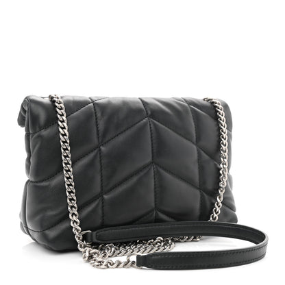 Saint Laurent Lambskin Quilted Toy Loulou Puffer Monogram Chain Satchel Storm 3 of 10