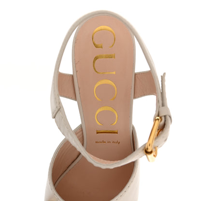 Gucci Nappa Charlotte Horsebit 40/135mm Platform Sandals 40.5 Mystic White 7 of 10