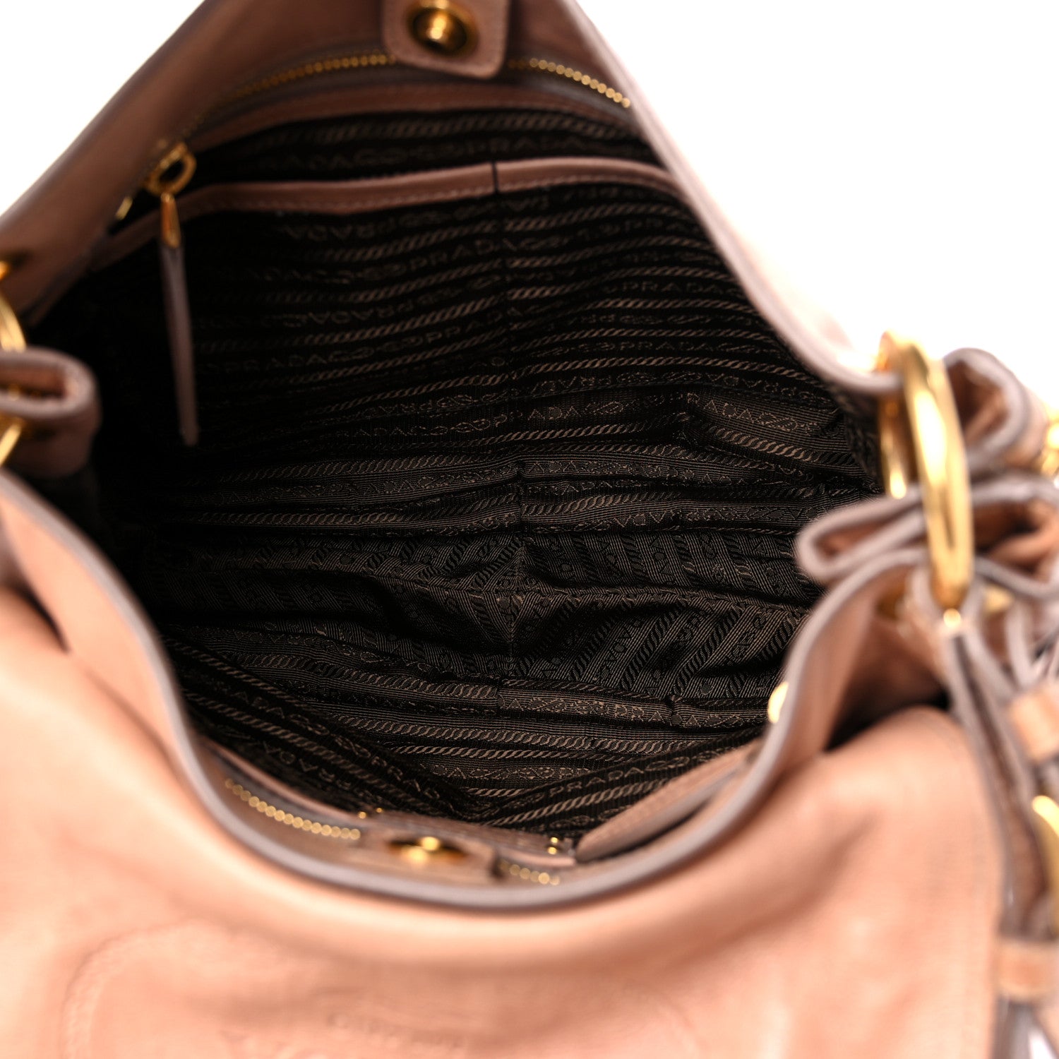 Prada Glace Calf Zippers Shoulder Bag Naturale 4 of 17