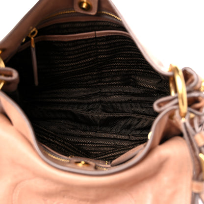 Prada Glace Calf Zippers Shoulder Bag Naturale 4 of 17