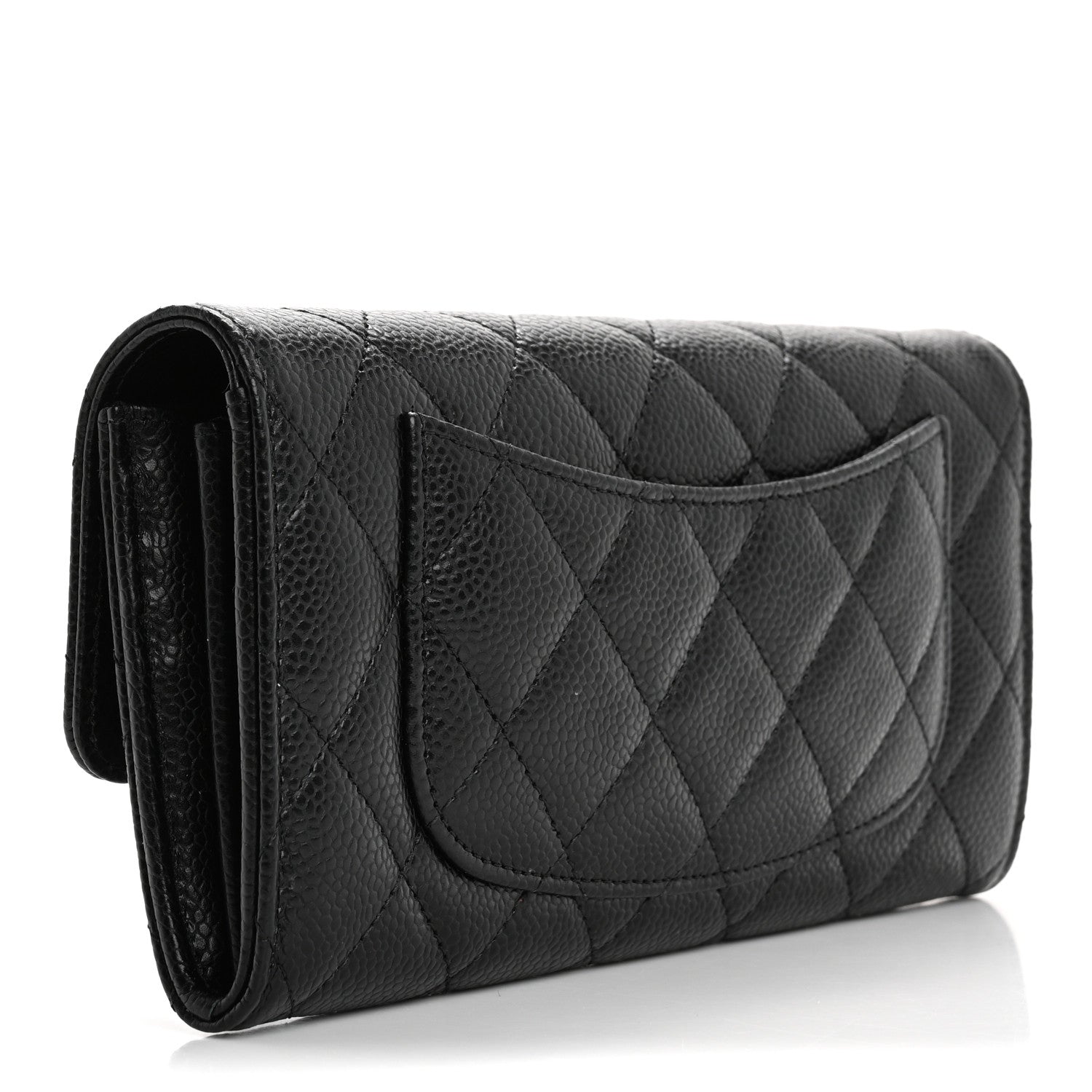 Chanel Caviar Quilted Large Gusset Flap Wallet Black 3 of 10