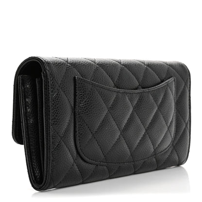 Chanel Caviar Quilted Large Gusset Flap Wallet Black 3 of 10